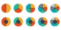 Pie chart set. Colorful diagram collection with 2,3,4,5,6 sections or steps. Circle icons for infographic, UI, web design